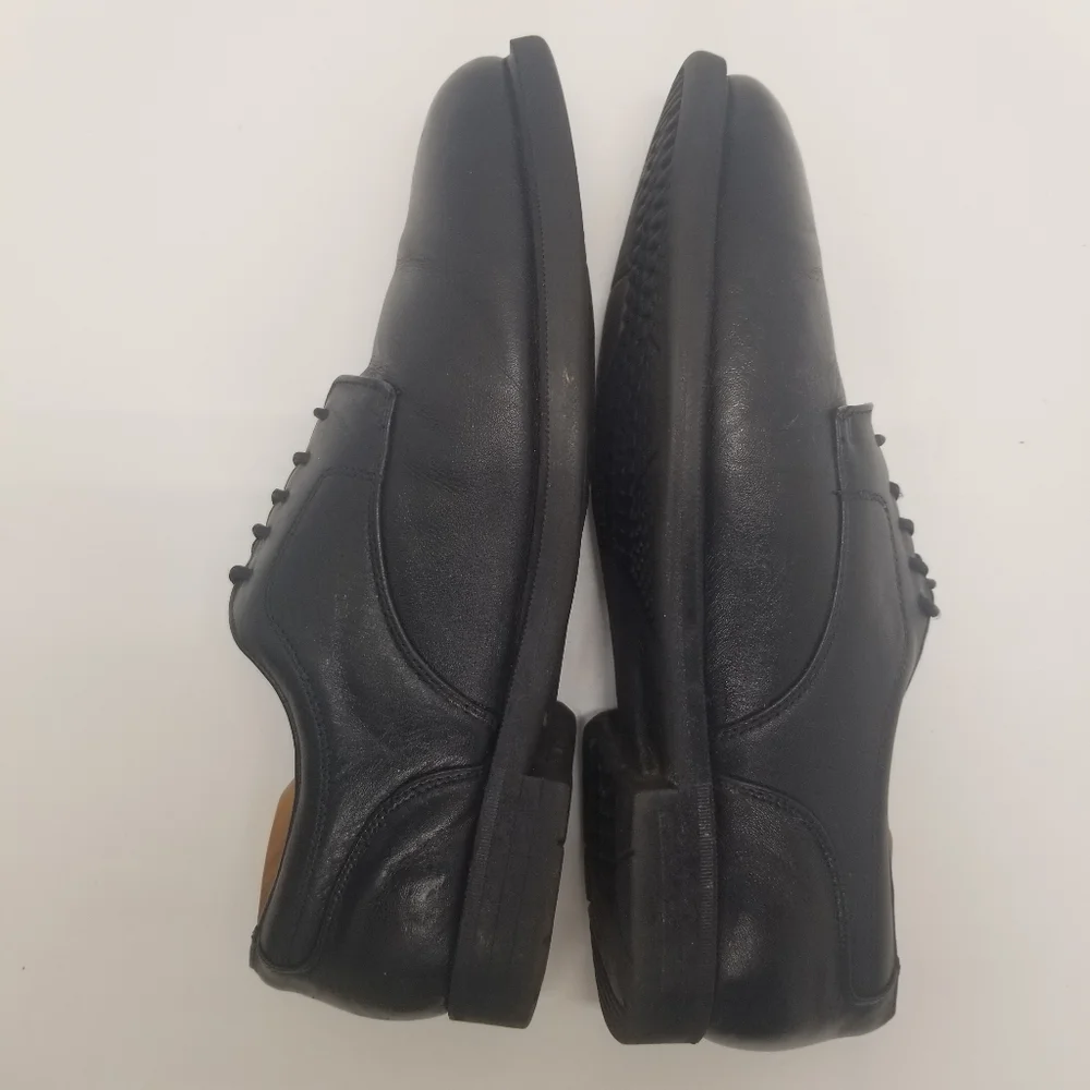 Oakton Comfort 2000 Mens Size 10.5D Vintage Classic Black Leather Oxford Lace Up